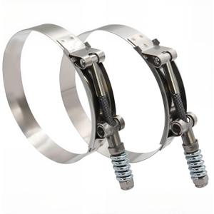 4" Heavy Duty T Bolt Hose Clamp Stainless Steel - Spring Loaded 108mm - 116mm for 4" I.D. Hose with 3mm - 6mm Wall Thickness, Auto-adjusting maintain Constant Tension (108mm - 116mm, 2 Pack)