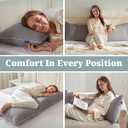 YZ HOME Long Body Pillow for Adults - Firm Body Pillow Insert with Shredded White Memory Foam, Adjustable Height, Soft Support for Side Sleeping, Pregnant Women, Washable (Grey, 20x54 Inch)