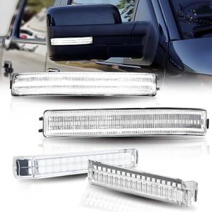 4 Pcs LED Sequential Mirror Turn Signal Light Assembly Compatible with 2009-2014 Ford F150, For 2010-2014 Raptor, Clear Lens White Lights, Driver and Passenger Side