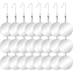 Chephon Upgraded Bird Scare Discs Set - Large 24 Discs - Highly Reflective Double-Sided Bird Reflectors Scare Devices - Better to Keep Most Birds Away Like Woodpecker and Pigeon
