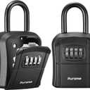 Puroma Key Lock Box, Portable Combination Lockbox Wall-Mounted Key Storage Box for House Keys, Resettable Code Safe Security Lock Box for Home, Office, Apartment Spare Key Storage (2 Pack, Pure Black)