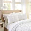 Modern Heirloom Emily Texture (White) 2-Piece Comforter Set, Ruched All Seasons Bedding, Machine Washable - Twin/Twin XL Size