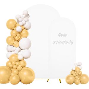 Set of 2 Wedding Arch Cover 2-Sided Round Top Spandex Fitted Arch Backdrop Cover for Birthday Party Baby Shower Wedding Arch Stand Decor7.2FT, 6FT, White