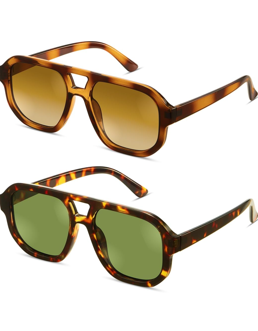 livho Trendy Polarized Square Aviator Sunglasses Women Men Square Eyewear Frame, Retro Sun Glasses for Women Men 2025 Shades