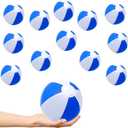 Inflatable Beach Balls Design for Swimming Pool Party Favor, Birthday Parties, Summer Fun Toy (12-Pack, Blue & White 12")