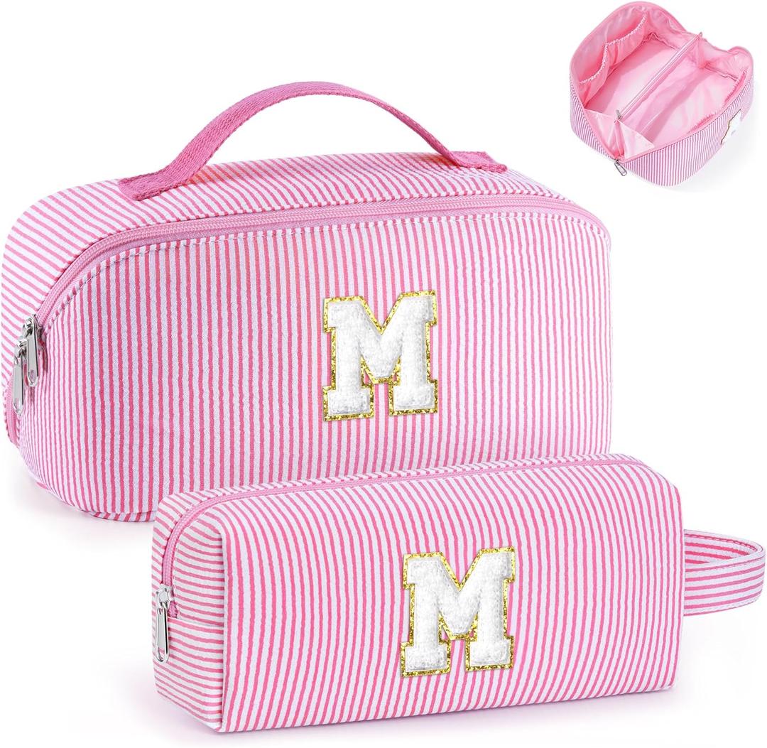 YOOLIFE Gifts for Women - Teen Girls Gifts | Initial Travel Makeup Bag | 8 9 10 11 12 13 14 15 16 Year Old Girl Birthday Gift, Mothers Day Gift for Women Mom Sister Daughter Wife Girlfriend Pink M
