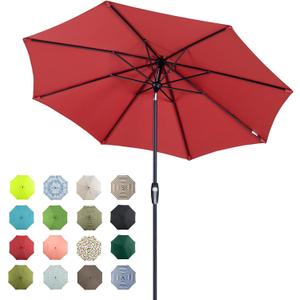 Tempera 9ft Patio Market Outdoor Table Umbrella with Auto Tilt and Crank, Large Sun Umbrella with Sturdy Pole & Fade Resistant Canopy, Easy to Set, Rust Red