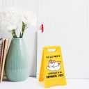 Funny Office Encourage I'Ll Get Over It Desk Sign Yellow Warning Style Table Decor Humor Gift for Coworkers Friends Home Office Tabletop Cubicle Phone Holder Mirror Stand
