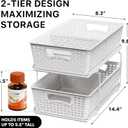 Simple Houseware 2 Tier Bathroom Organizer Tray Pull-Out Sliding Drawer, Under Sink Storage, White