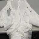 OYOANGLE Women's Ruffle Trim Long Sleeve Belted Sheer Mesh Wedding Bride Robe Nightgown (White)