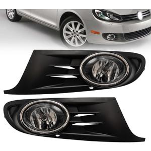 Fog Lights Fit For MK6 2010-2014 Golf Jetta TDI Sportwagen Chrome Black Bezel Kit (OE Style Clear Lens Bulbs, Bezels)