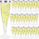 100 Pack 4.5oz Disposable Plastic Champagne Flutes with Silver Rim, Clear Toasting Glasses for Weddings, Parties, and Celebrations - Elegant Plastic Glassware for Cocktails and Toasts