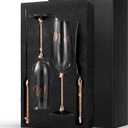 4 Piece Wedding Cake Knife and Champagne Flutes Server Set Mr and Mrs Toasting Flutes Crystal Rhinestone Cake Cutting Set for Bride and Groom Wedding Engagement Bridal Shower Gifts(Rose Gold)