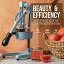 Zulay Kitchen Cast-Iron Orange Juice Squeezer - Heavy-Duty, Easy-to-Clean, Professional Citrus Juicer - Durable Stainless Steel Lemon Squeezer - Sturdy Manual Citrus Press & Orange Squeezer (Blue)