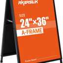 Heavy Duty A-Frame Sidewalks Signs 2436 InchSandwich Board Black Coated Steel Metal Portable Double-SidedSlide-in Folding (2436 Double Side flat-pack)