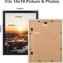 Golden State Art, 14x18 Picture Frame, Black Solid Wood with Tempered Glass, 14 x 18 Frame for Horizontal or Vertical Gallery Wall, Large Size Poster Frames, 1 Pack