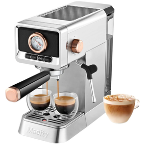 Mecity 20 Bar Espresso Machine with Milk Frother, Brushed Stainless Steel Shell, 37 fl.Oz Water Reservoir, Coffee Maker For Espresso, Latte, Mocha, Americano. 1400W
