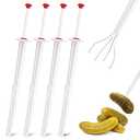 Meekoo Set of 4 Pickle Grabber Tool Stainless Steel and Plastic Pickle Picker Grabber 8 Inch Deluxe Olive Picker Pincher Tool Jar Fork for Kitchen Food Olive Pepper, White