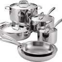 Tramontina Signature Tri-Ply Clad Stainless Steel 10-Piece Cookware Set with Lids, Pots and Pans Kitchen Set, Induction-Ready, Dishwasher-Safe, NSF-Certified, Made in Brazil (1.5 Quarts)