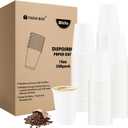 TashiBox 300 Count 12 oz Disposable Paper Coffee Cups - White Paper Cups for Party, Office, Cafes - Perfect for Cold and Hot Drinks