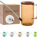 Tennedriv Green Long Spout Watering Can Indoor, Small Watering Cans for House Plants, Flowers, Succulents (Brown) (34oz)