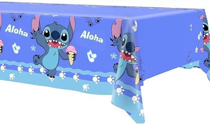 New Stitch Party Supplies,Birthday Decorations Set Include Banner, Balloons, Stickers, Hanging Swirls, Cake Cupcake Toppers, Tablecloth for Boys Girls Stitch Theme Party (Style 2)