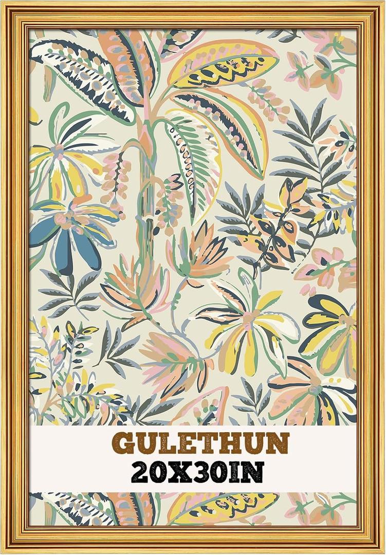 GULETHUN 20x30 Frame, Transitional Modern Design Picture Frames, 20 by 30 Rustic Poster Frame for Home Decor, Gold Vintage Photo Frame, Horizontal or Vertical Display, Choose Size & Color