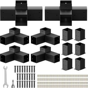 Pergola Kit, Pergola Bracket kit for 4"x 4" (Actual 3.5" X 3.5") Lumber, DIY Pergolas Brackets with 3-Way & 4-Way Corner Bracket, Gazebo Brackets Kits for Gardens, Pergolas, Courtyard (12 pc)