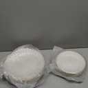 Lullaby 60PCS Pearl White Scalloped Plastic Plates with Gold Rim, Disposable Elegant Plates Include 30pcs Dinner Plate 10.25", 30pcs Dessert Plate 7.5", Perfect for Daily Use, Wedding and Party