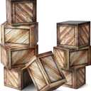 Outus 8 Pcs Hay Bales Boxes Decor Western Cowboy Party Decorations Trunk or Treat Car Decor Fake Hay Photo Booth Props Wooden Grain Straw Boxes for Fall Harvest Halloween(Wood Box)