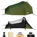 Night Cat Flat Lay Hammock Tent: Portable Lightweight Camping Hammock with Mosquito Net Waterproof Rainfly for Adults 1 Person Outdoor Camping Green 86.6"L x 55.1"W x 33.4"H