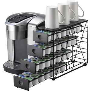 FlagShip K Cup Holder for Keurig Pod K Cup Storage 4 Tier K Cup Drawer Organizer for Counter (56 Pods Capacity)