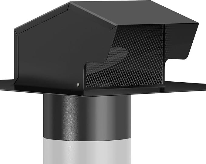 Hon&Guan 8 Inch Roof Vent Capï¼ŒUpgraded Airflow Roof Vents for Houses Watertight Galvanized Steel Roof Exhaust Vent for Ventilation System-with Damper