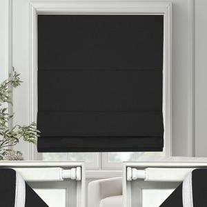 Changshade No Drill Roman Shades Cordless Blinds Blackout for Indoor Windows, Room Darkening Black Out Tension Rod No Hardware No Tools Inside Mount, Shade Size 35 Inches Wide 64 Inches High, Black