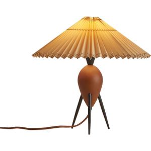 Vintage Red Wood Cute Table Lamp Desk Lamp for Living Room Bedroom Home Office, Decorative Boho Farmhouse Antique Rustic Industrial Mid Century Modern Bedside Nightstand Table Lamp