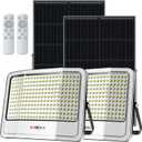 3000W Solar Flood Lights Outdoor Dusk to Dawn, 60000LM Solar Lights Outdoor Waterproof, Solar Powered Security Lighting Floodlight with Remote Control and Motion Sensor for Backyard, 2Pack
