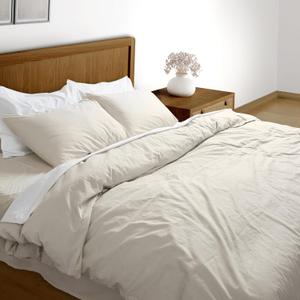 BIOWEAVES 100% Organic Washed Cotton Percale Weave Duvet Cover King Size Set | GOTS Certified King Duvet Cover & 2 Pillow Shams  106x92 inches, F Dew