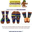 2 x I'D RATHER BE CHASING Funny Mens Socks, Hunting & Fishing Gifts for Men, Fun Hunt Fish Crew Sock, Hunters Fishermen Gift (Blue)
