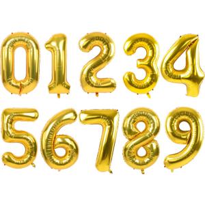 TONIFUL Number Balloons 16 Inch Gold 0-9 Number Mylar Foil Balloons 10 Pcs Gold Custom Digital Balloons for Birthday Party Engagement Graduations Anniversary Baby Shower Decorations Party Supplies
