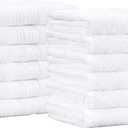 Amazon Basics Cotton Washcloths for Bathroom, Soft and Highly Absorbent, 12 in x 12 in, White, 12-Pack