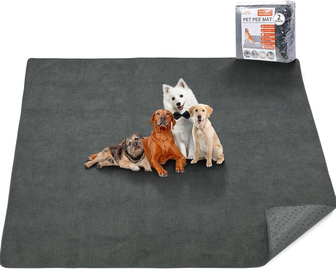 Washable Pee Pads for Dogs, 48x60 Reusable Whelping Pads, Absorb Dog Mats Non-Slip Puppy Training Pads for Whelping, Potty, Training, Playpen, Crate (48"x60"-2PACK)