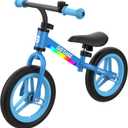 Gotrax KS12 Balance Bike for 2-5 Years Old, 12" Toddlers Bike with LED Light&Bell, Adjustable Soft Seat&Handlebar, Flat-Free Tires&Easy Assembly, Lightweight&No Pedal, Kids Toy Gift for Boys Girls (Blue)