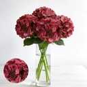 Artificial Hydrangea Flowers, 4PCS Real Touch Faux Hydrangea Stems, Latex Realistic Floral Arrangement for Home Decor, Wedding Table Centerpiece, Elegant Party Decoration, Red