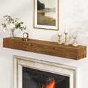 Fun Memories Fireplace Mantel - Handcrafted Hollow Rustic Solid Wood Fireplace Shelves, Wall Mounted Floating Shelf with Invisible Heavy Duty Wood Bracket, 48" x 8" x 5", Brown (Provincial Finish)