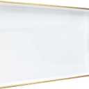 Spsyrine White Decorative Serving Tray with Handles, Elegant Plastic Coffee Table Tray for Ottoman, Living Room, Home Decor 15.6" X 10.2"