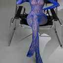 Avidlove Fishnet Stockings for Women One Piece lingerie bodysuit Sexy Rave Outfit Full body Fishnets (Blue)