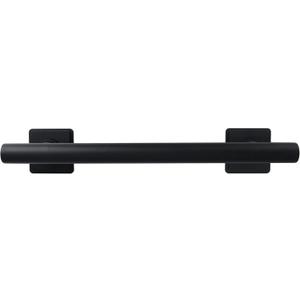 12-inch Coronado Designer Straight Bathroom Shower Grab Bar with Decorative Square Flanges, Matte Black
