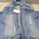 FASHION Jeans Denim Vest Brush Outfit Motorcycle Waistcoat Ripped Jean Vest 2XL
