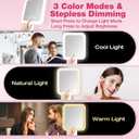 Portable Travel Makeup Mirror with Lights, Double Sided 1X/10X Magnifying Mirror, 3 Color Adjustable Lighting Touch Screen, Rechargeable Lighted Beauty Mirror, Tabletop Handhold Hanging (White)
