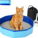 Portable Travel Litter Box for Cats with Scoop & Storage Bag Foldable, Waterproof, Lightweight Cat Litter Tray for Car, Airplane, Camping, Indoor & Outdoor Use, 19.7" Diameter
